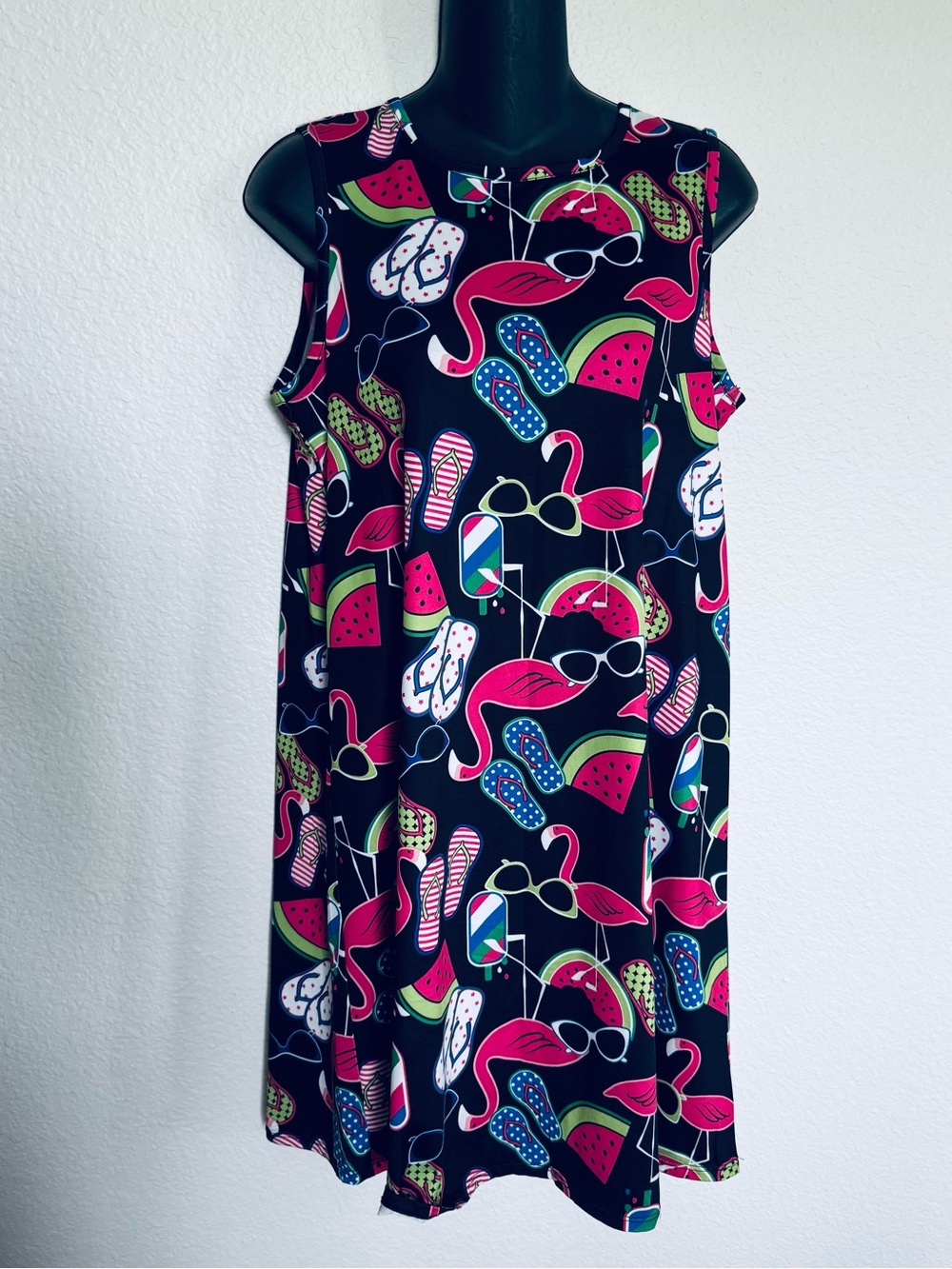 Flamingo Flip Flops Print Dress Works Summer Dress S